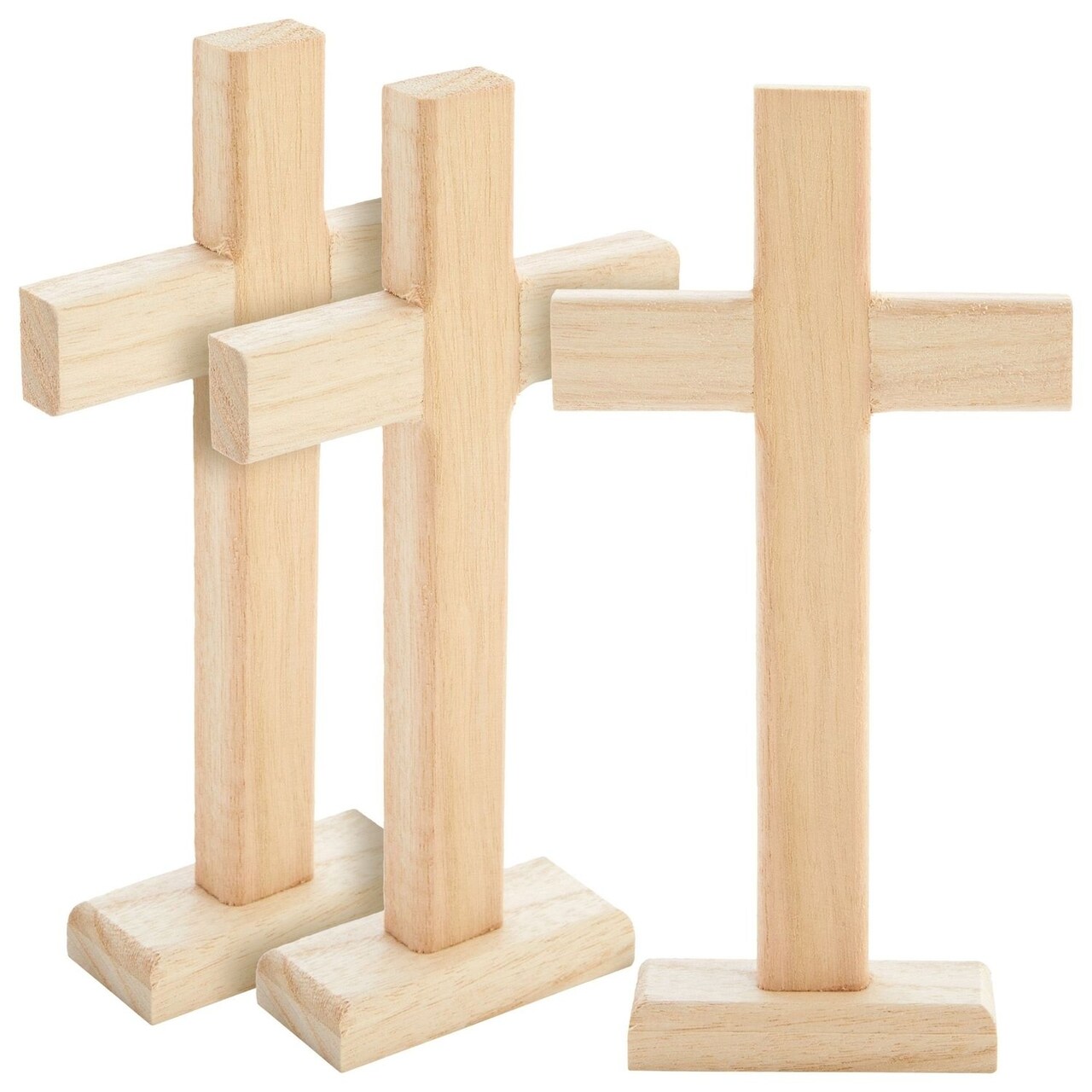 Juvale Wooden Cross - Pack of 3, 8.7 in Unfinished Poplar Wood - Paintable Wooden Crosses for Crafts